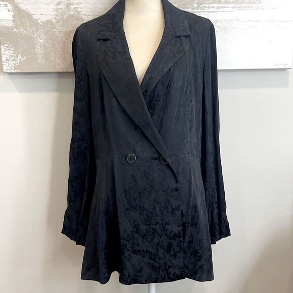 Free People Black Silky Printed Blazer - Picture 1 of 9